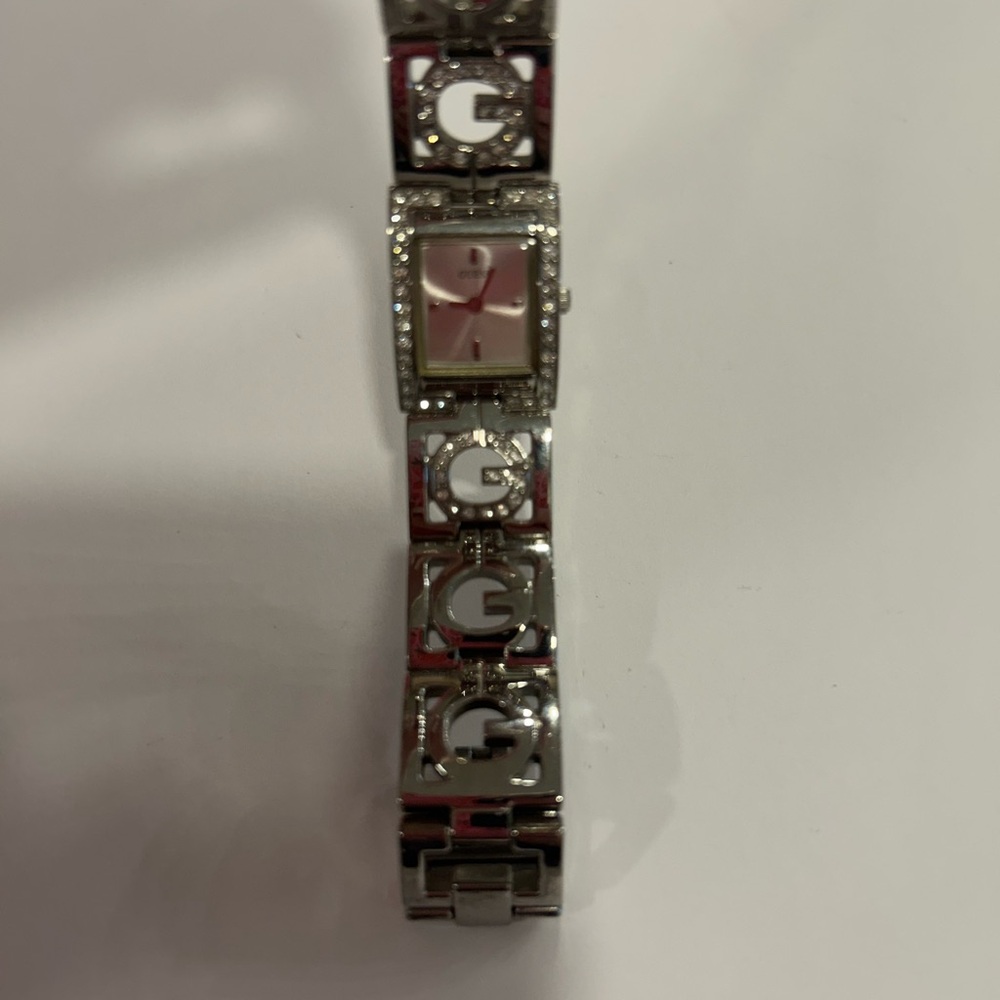 Vintage Guess crystal encrusted Silver watch 2000s Y2K Guess watch Chunky Silver
